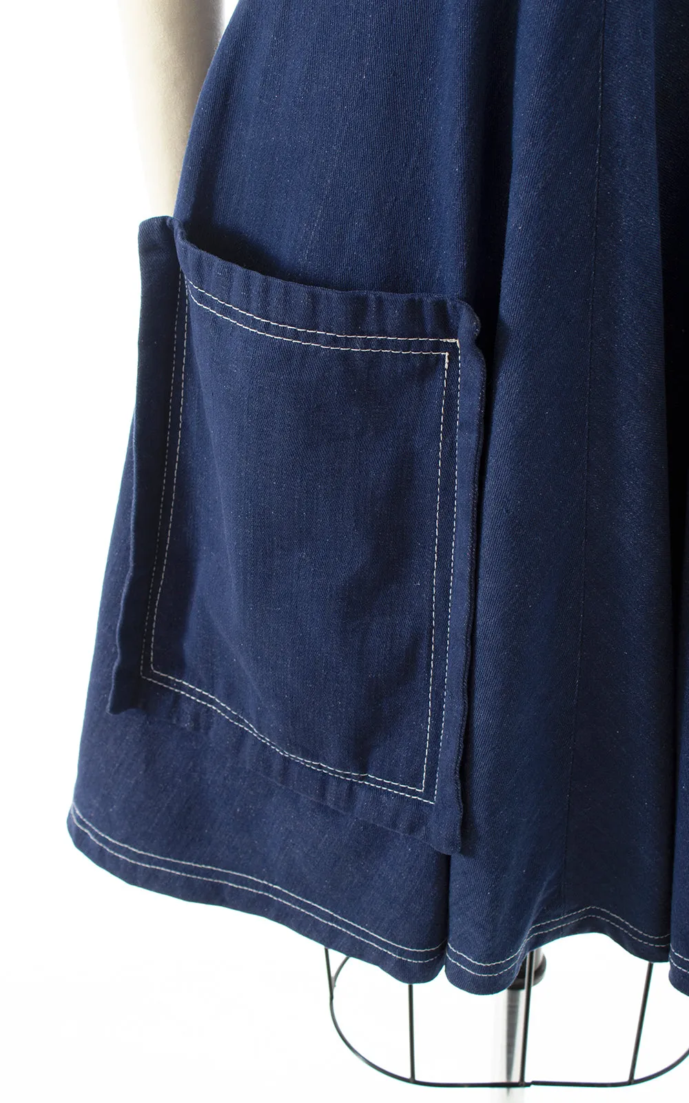 1970s Denim Overalls Dress with Giant Pockets | x-small