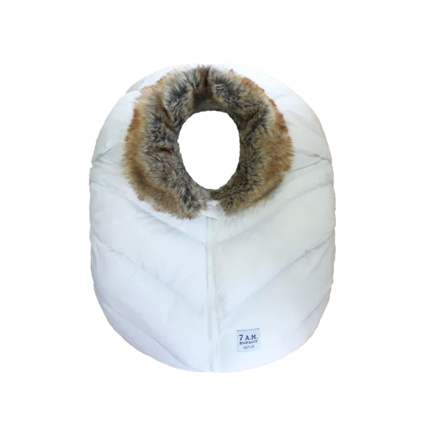 7 AM Car Seat Cocoon - Tundra White Faux Fur (0-12M)