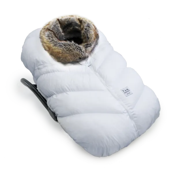 7 AM Car Seat Cocoon - Tundra White Faux Fur (0-12M)