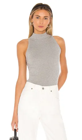 Autumn Cashmere Rib Mock Halter in Gray