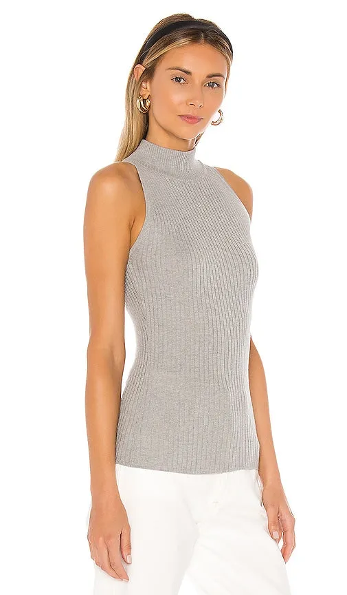 Autumn Cashmere Rib Mock Halter in Gray