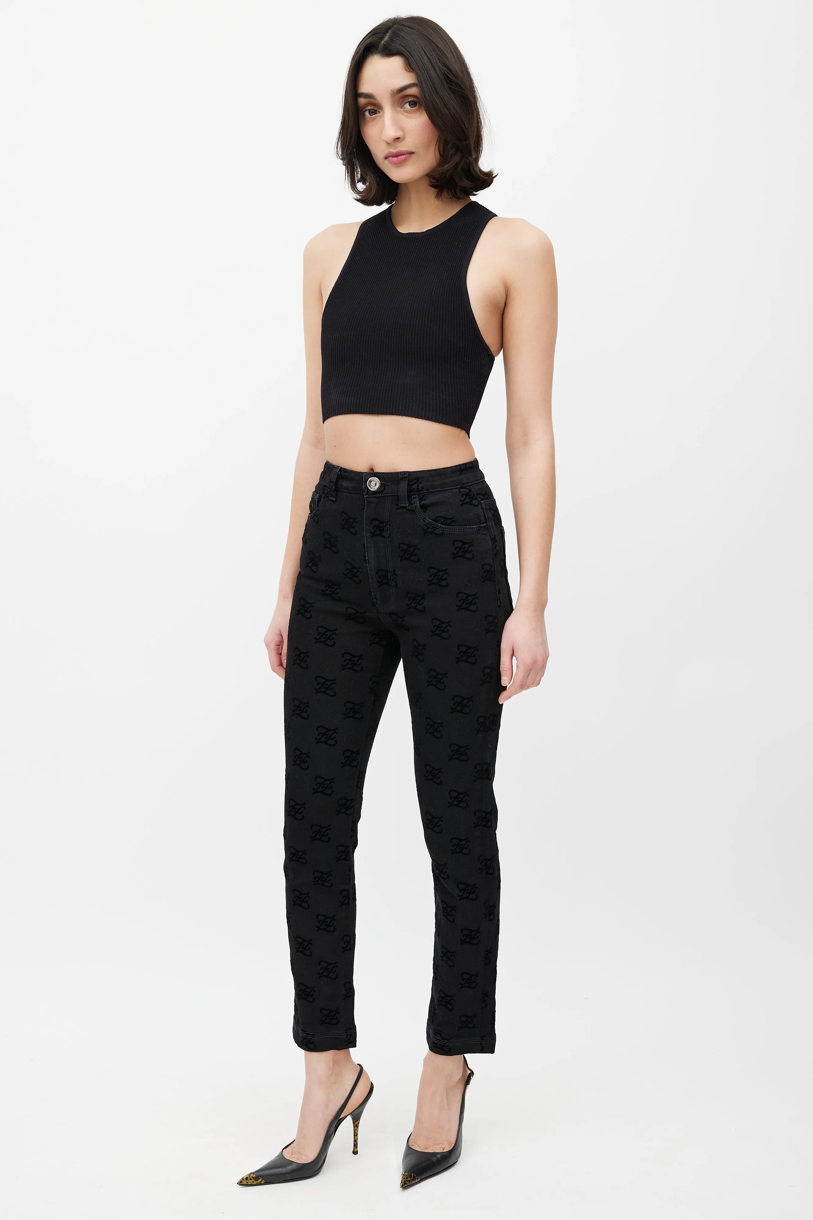 Black Velvet Karligraphy Monogram Denim Jeans