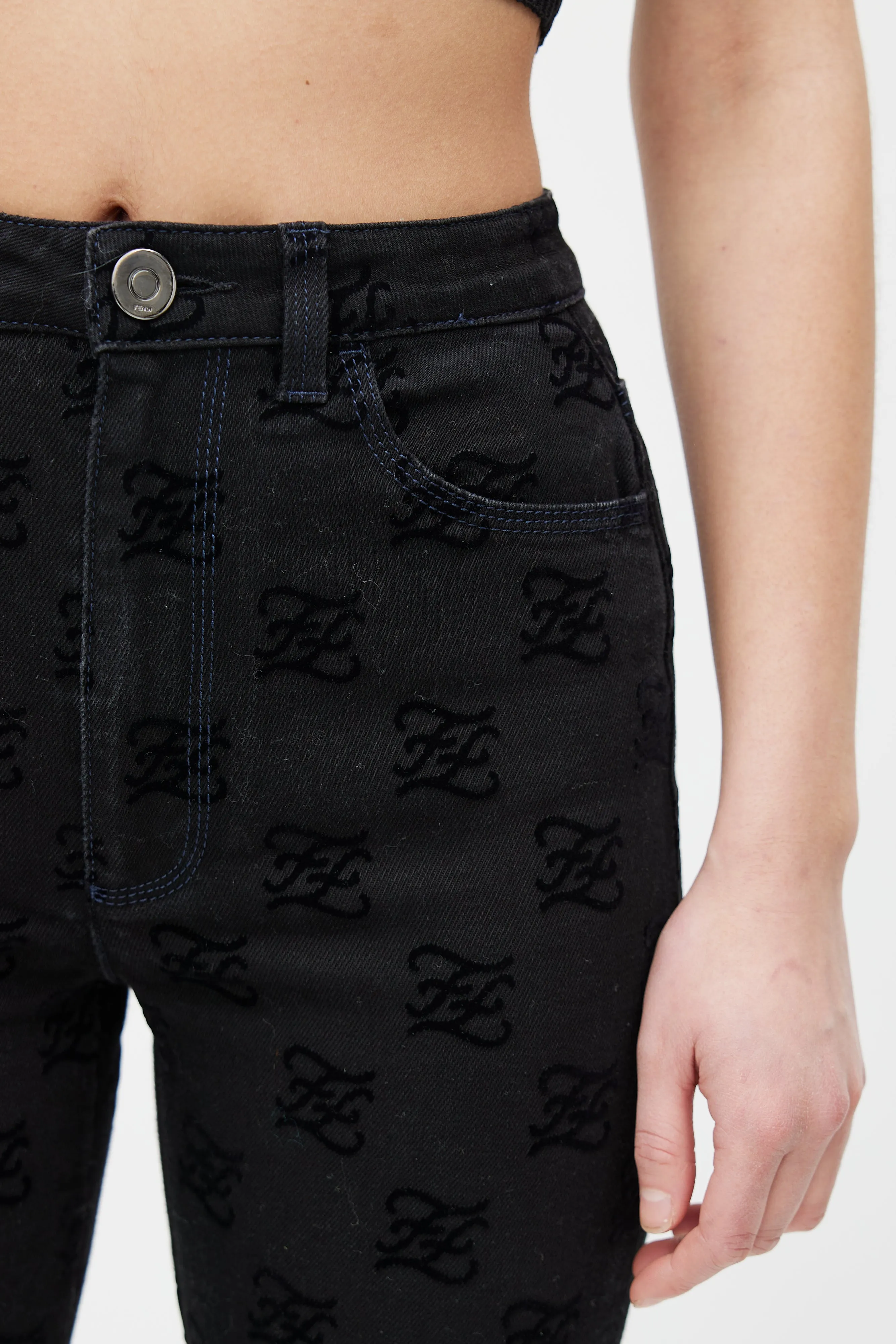 Black Velvet Karligraphy Monogram Denim Jeans