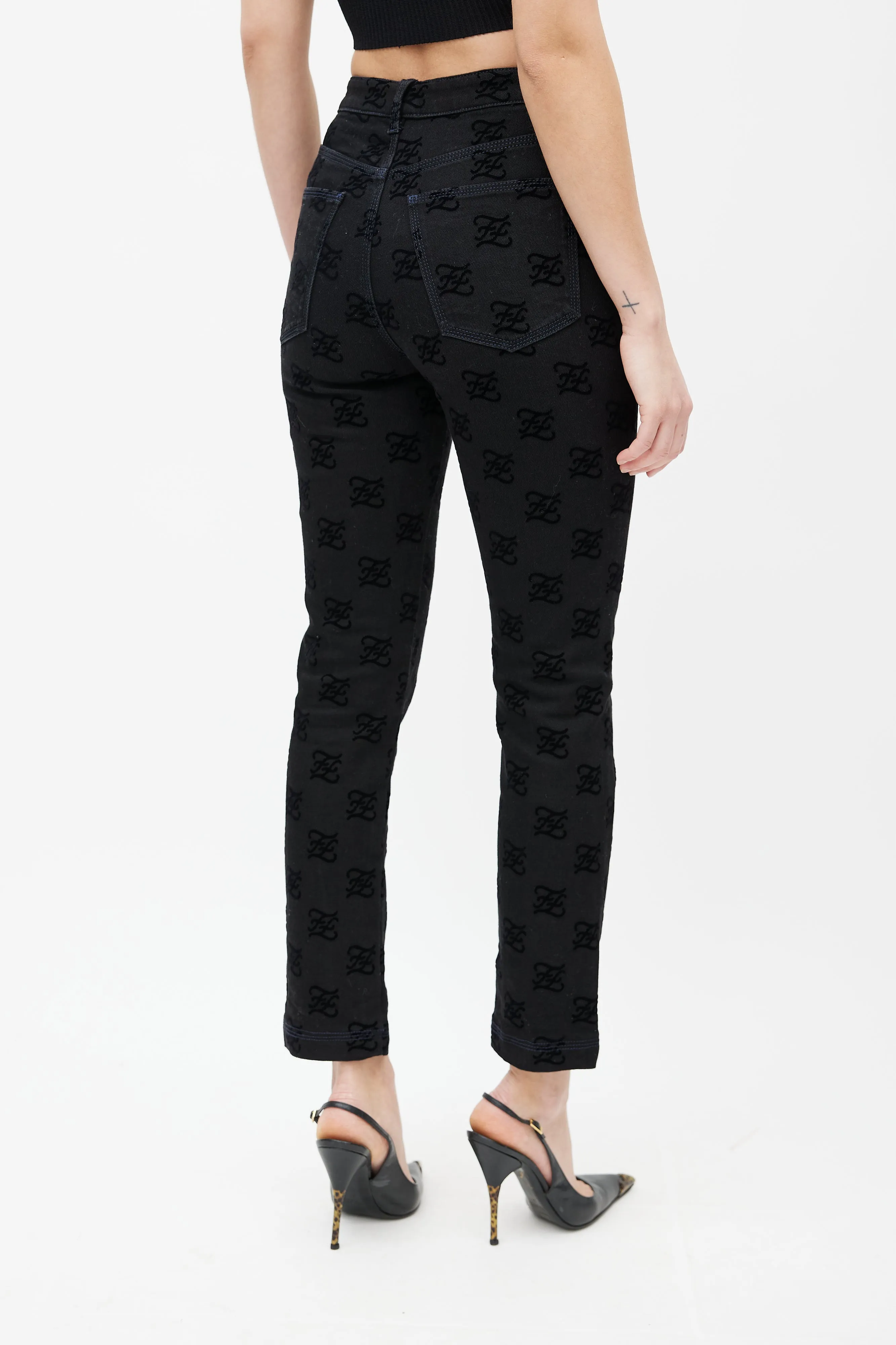 Black Velvet Karligraphy Monogram Denim Jeans