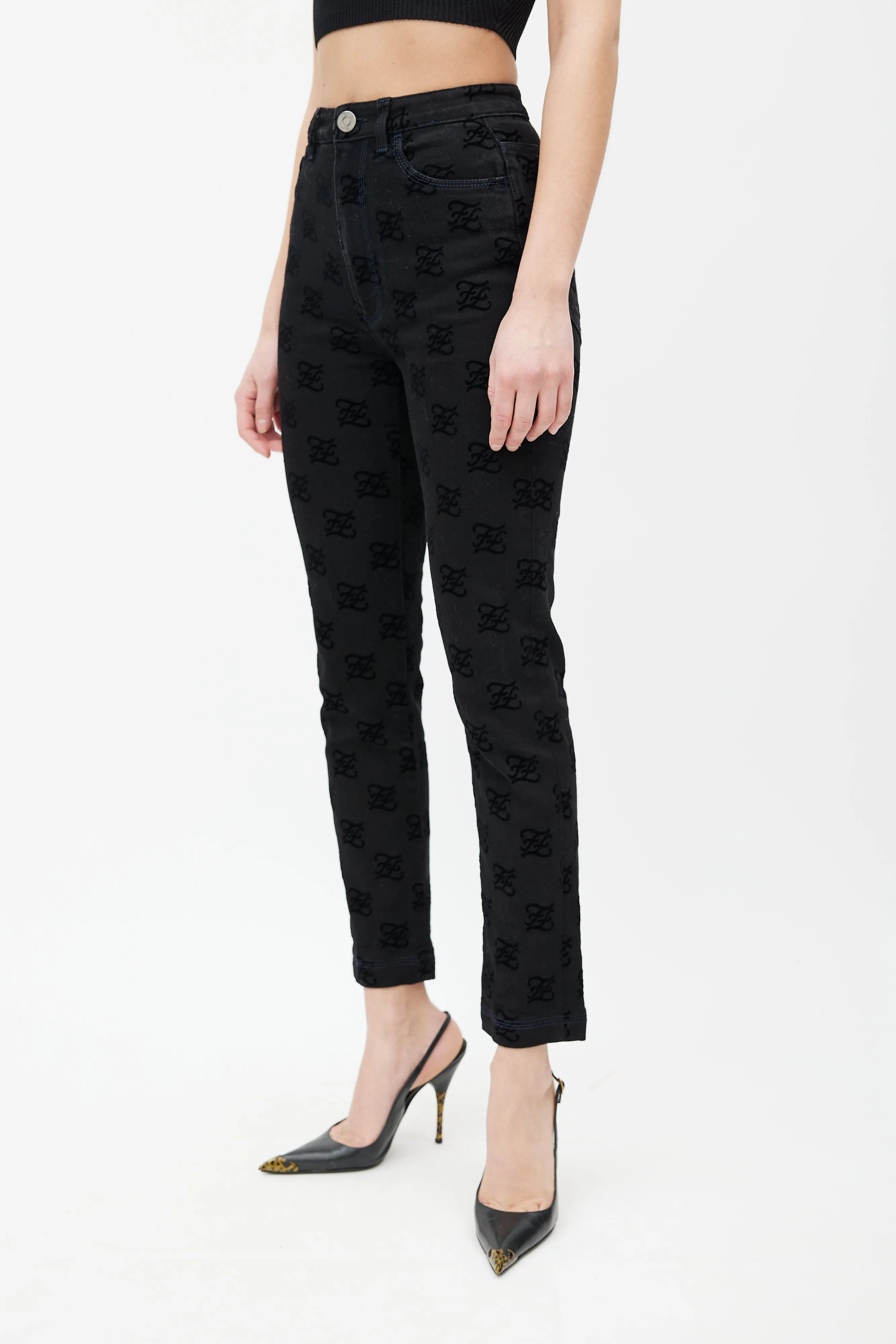 Black Velvet Karligraphy Monogram Denim Jeans