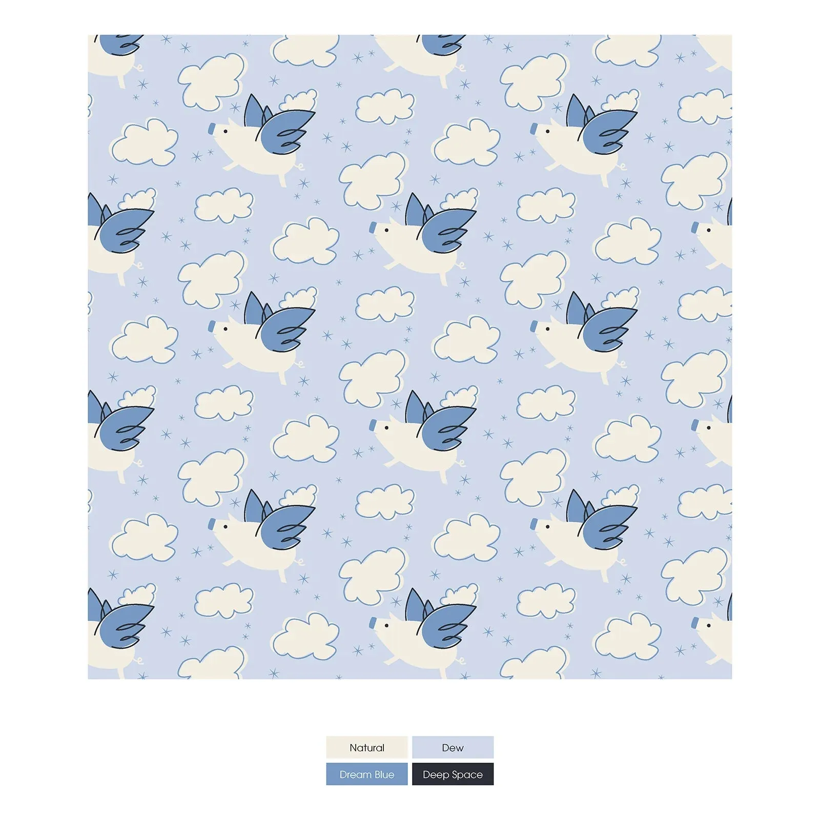 Blue Flying Pigs Convertible Sleeper with Zipper