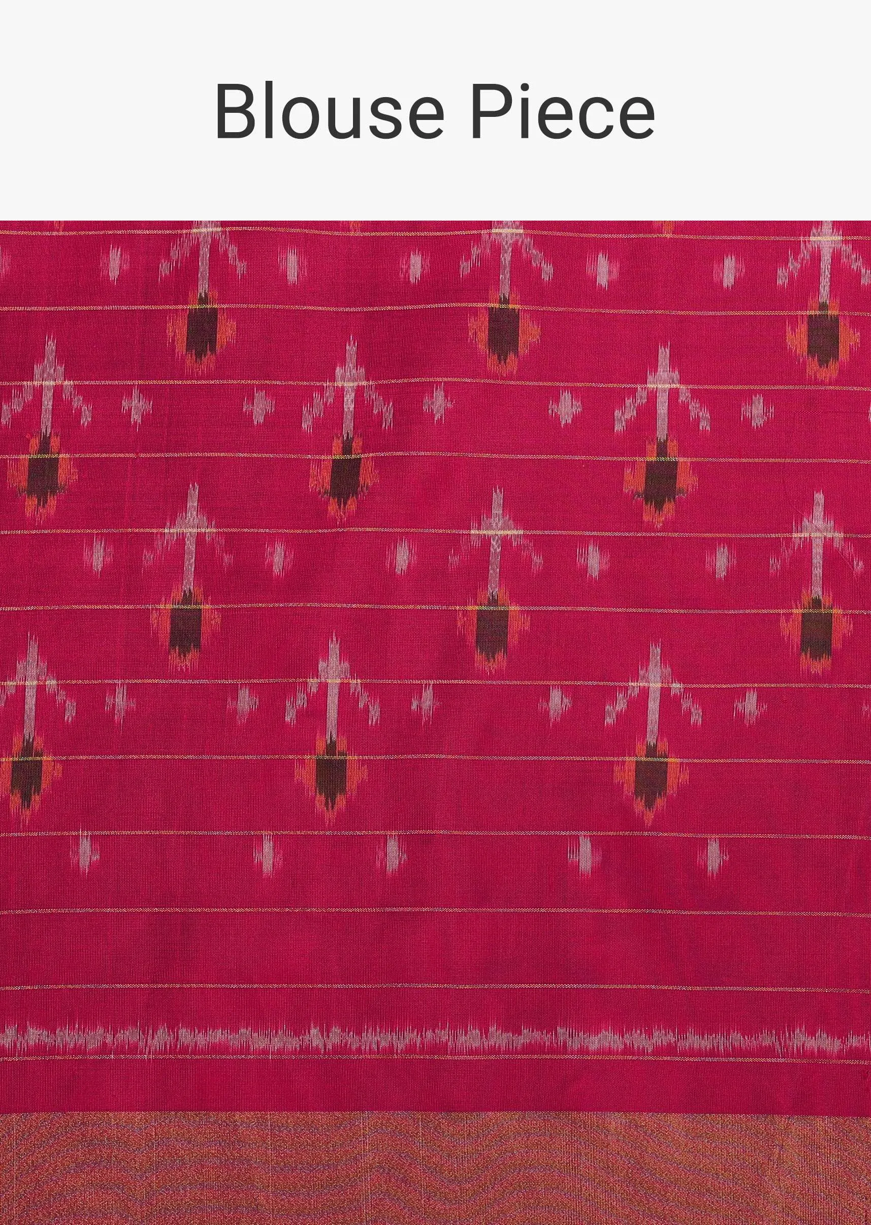 Daisy White Handloom Saree In Album South Silk With Ikat Patola Pallu And Unstitched Blouse