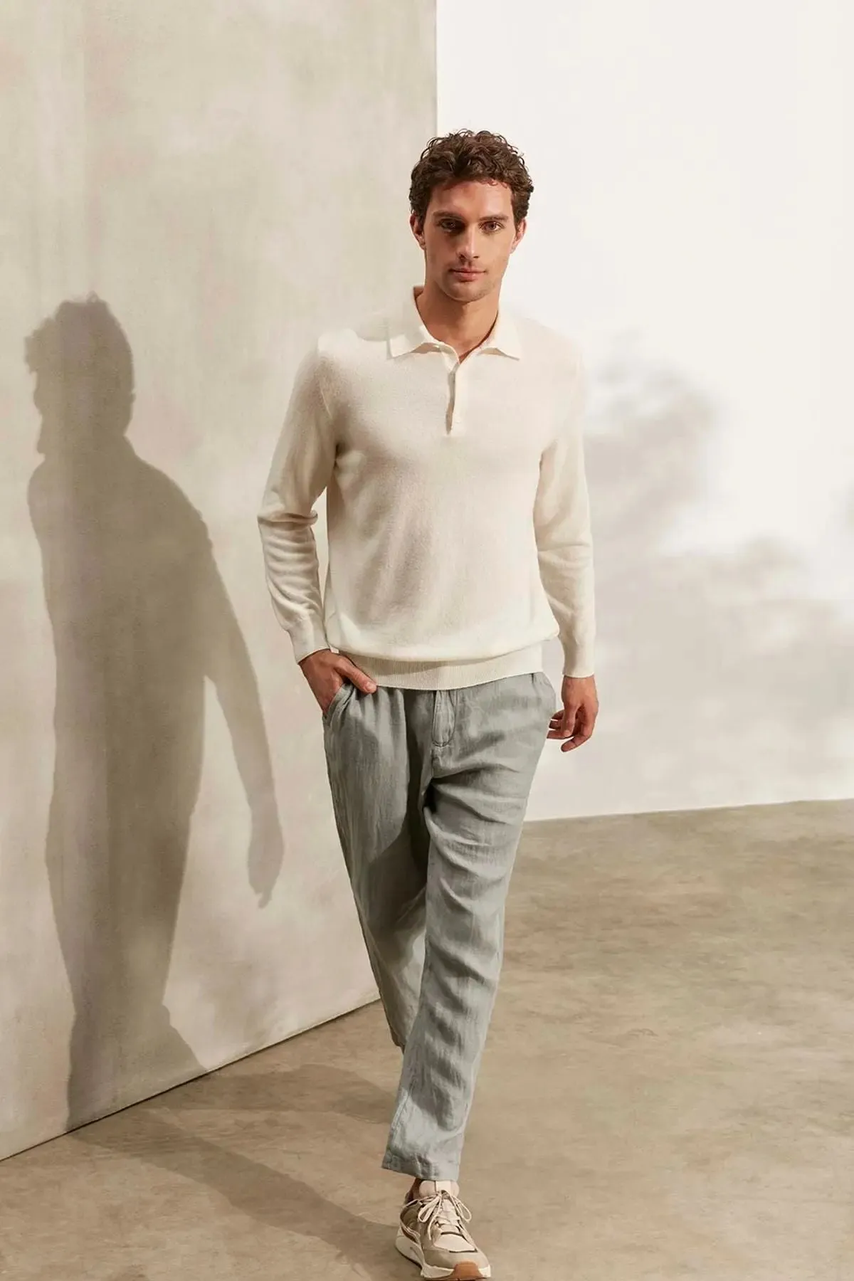 Ecru Pure Cashmere Men's Sweater