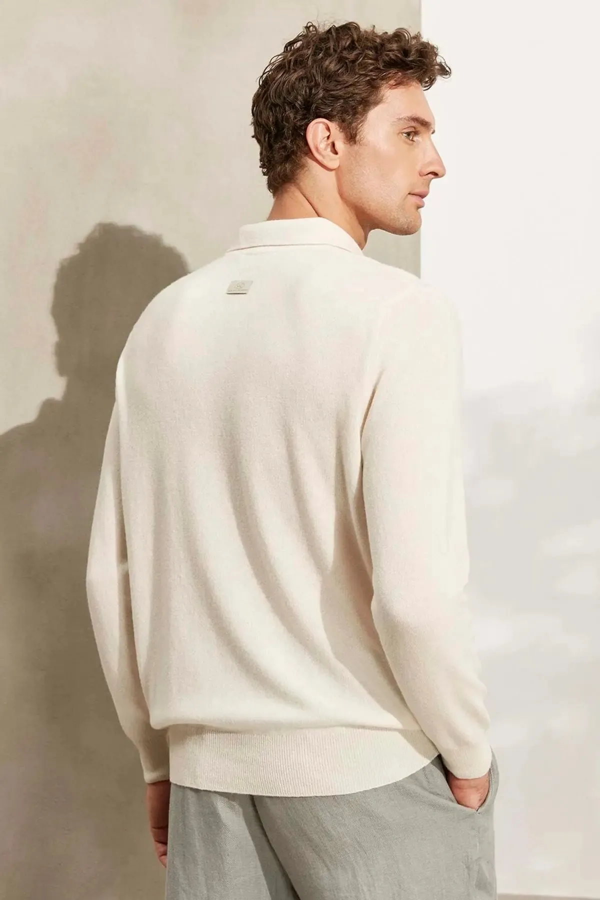 Ecru Pure Cashmere Men's Sweater