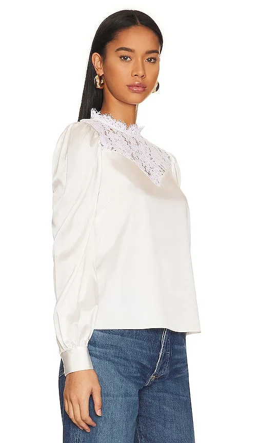 Generation Love Libby Lace Combo Blouse in White