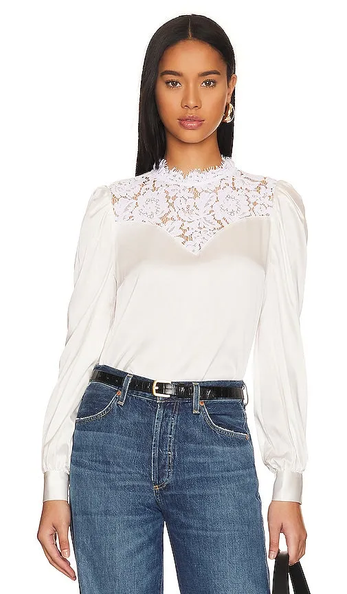 Generation Love Libby Lace Combo Blouse in White