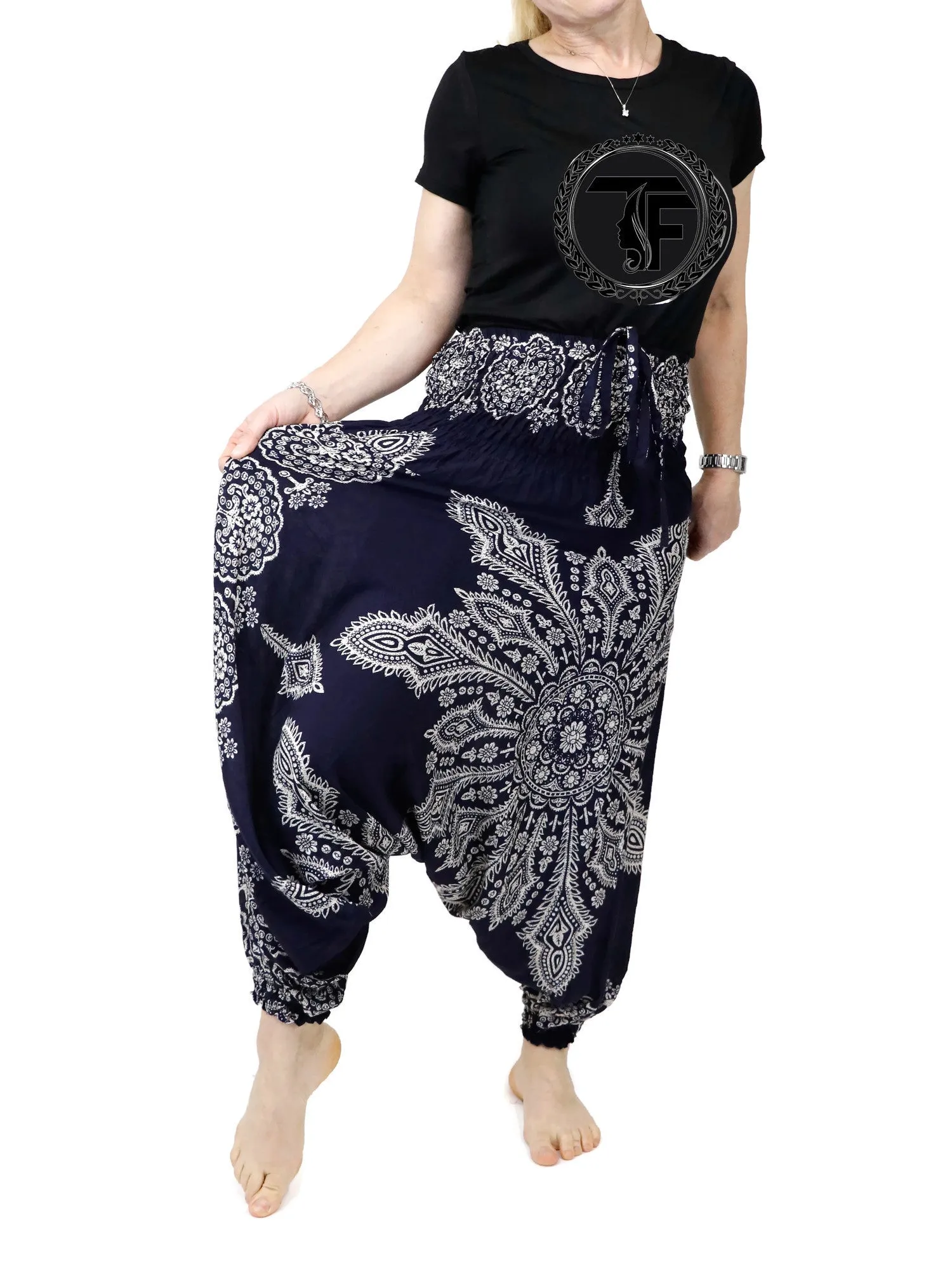 Harem Pants Mandala Floral Jumpsuits Rompers Baggy Yoga Pants Drop Crotch