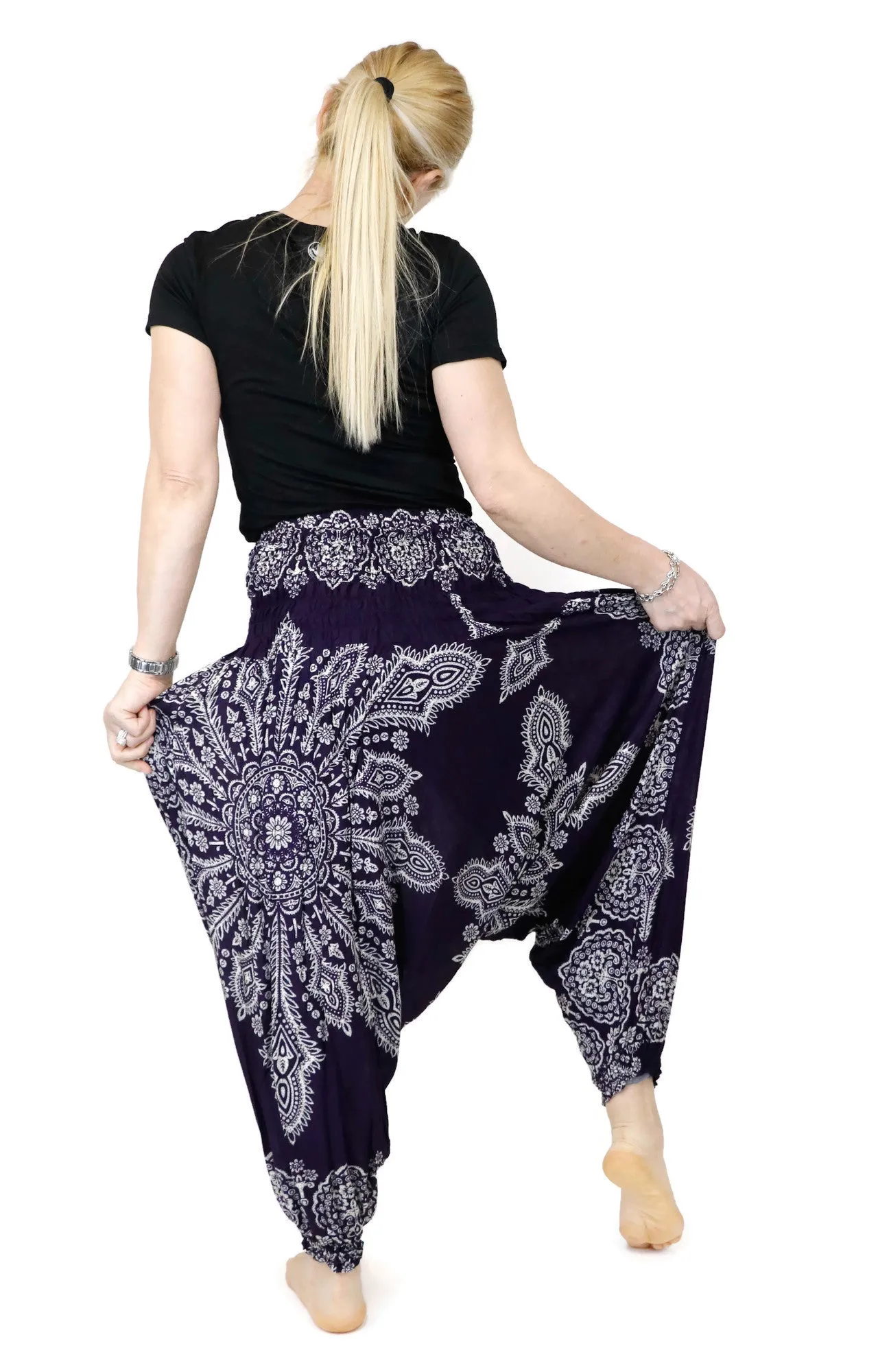 Harem Pants Mandala Floral Jumpsuits Rompers Baggy Yoga Pants Drop Crotch