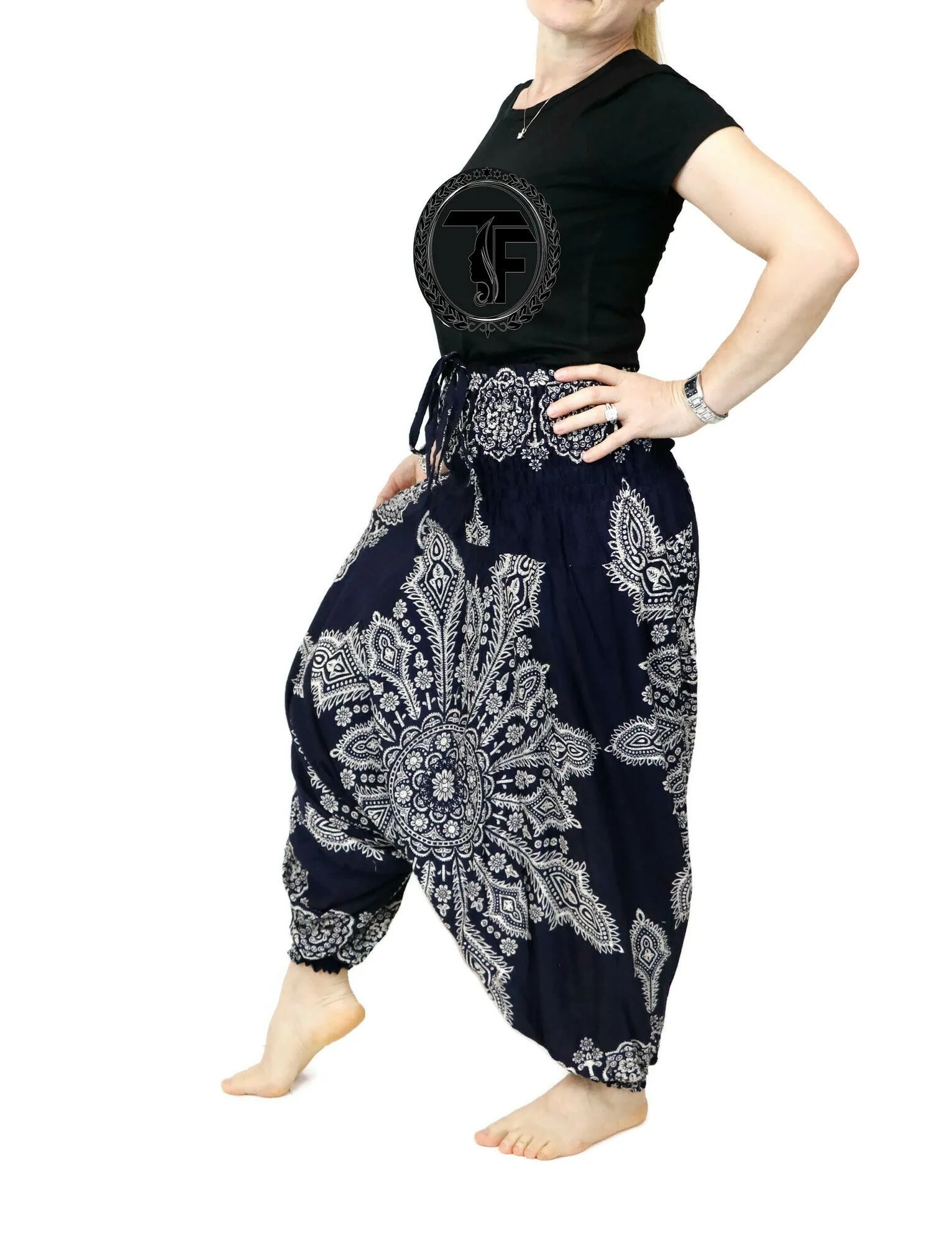 Harem Pants Mandala Floral Jumpsuits Rompers Baggy Yoga Pants Drop Crotch