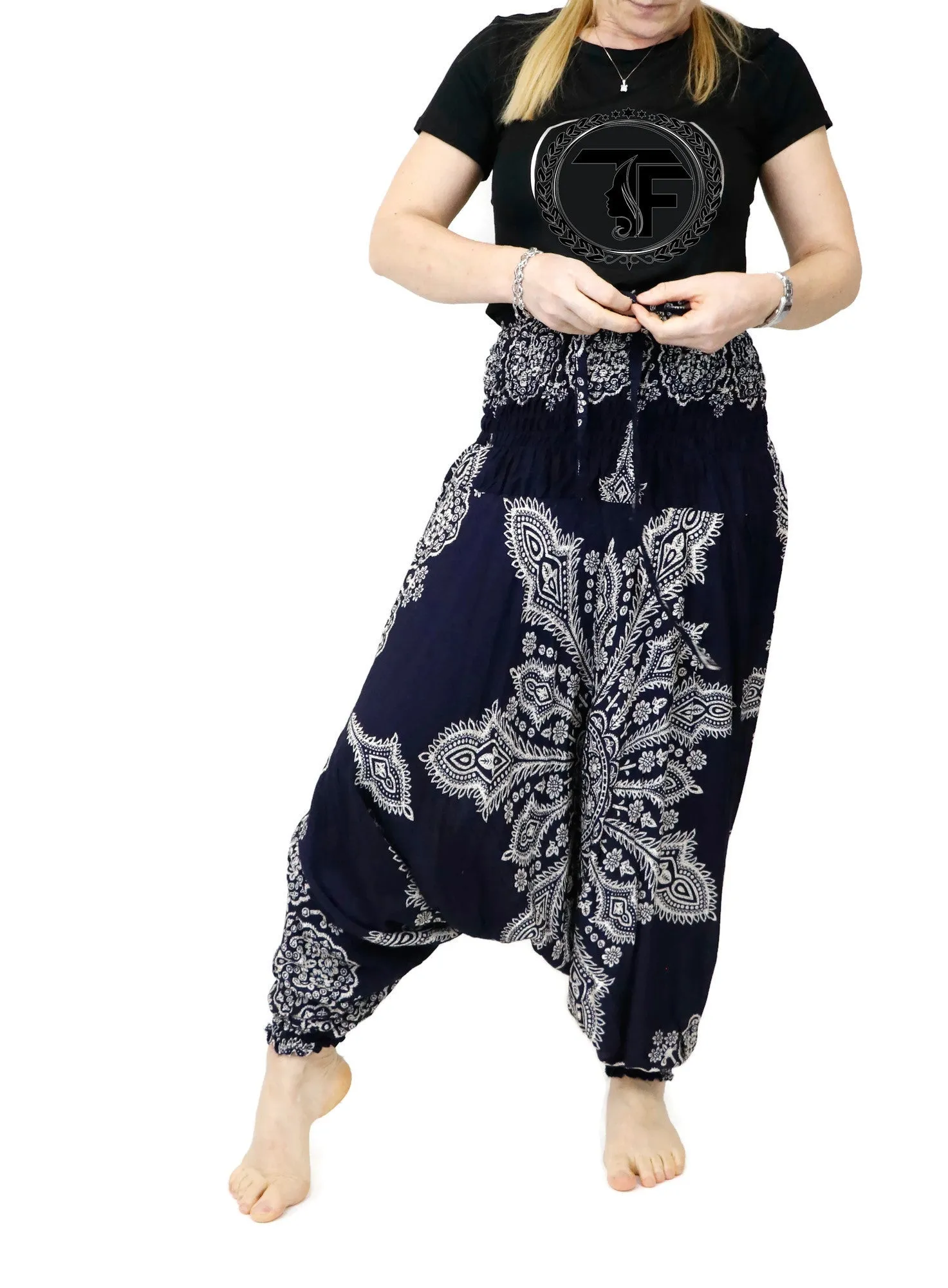 Harem Pants Mandala Floral Jumpsuits Rompers Baggy Yoga Pants Drop Crotch