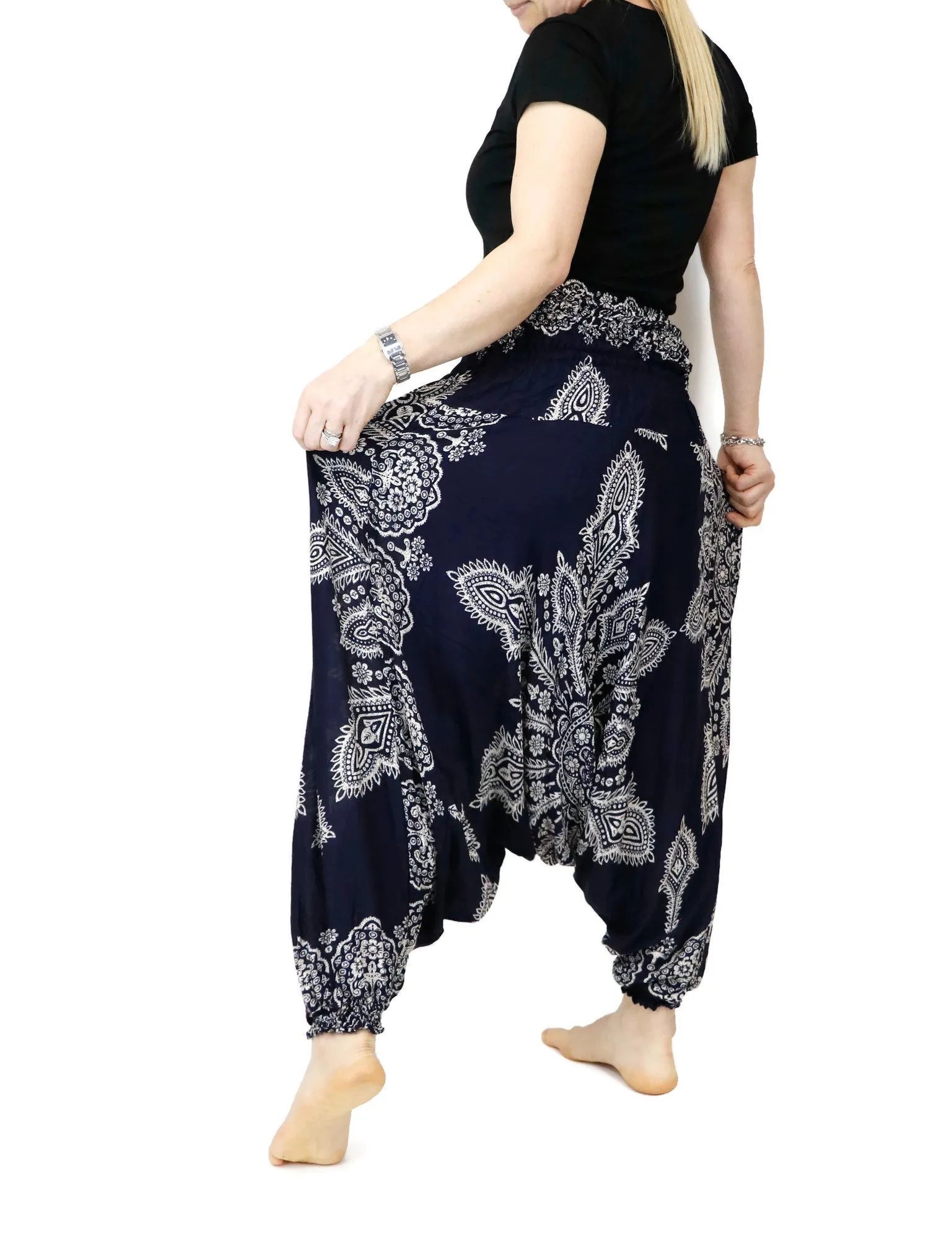 Harem Pants Mandala Floral Jumpsuits Rompers Baggy Yoga Pants Drop Crotch