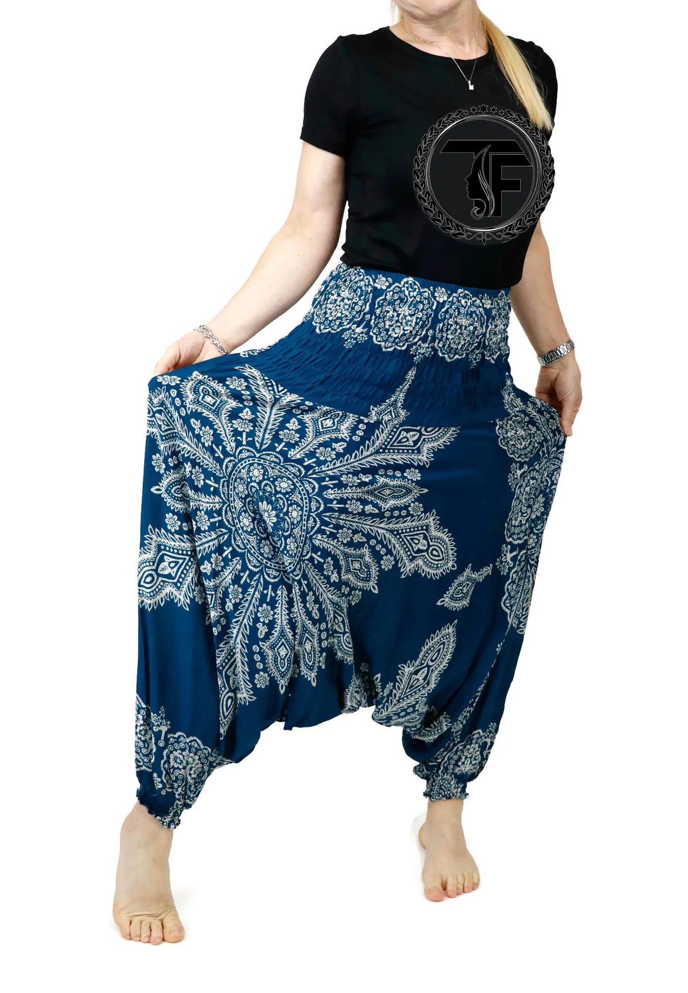 Harem Pants Mandala Floral Jumpsuits Rompers Baggy Yoga Pants Drop Crotch