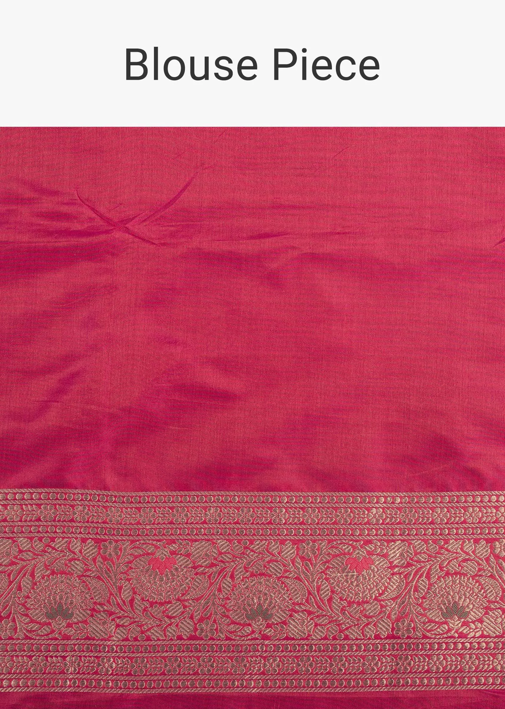 Hot Pink Handloom Saree In Uppada Silk With Meenakari Jaal-Zari Work And Unstitched Blouse