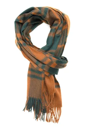 Joshua Ellis Check 100% Cashmere Stole Brown