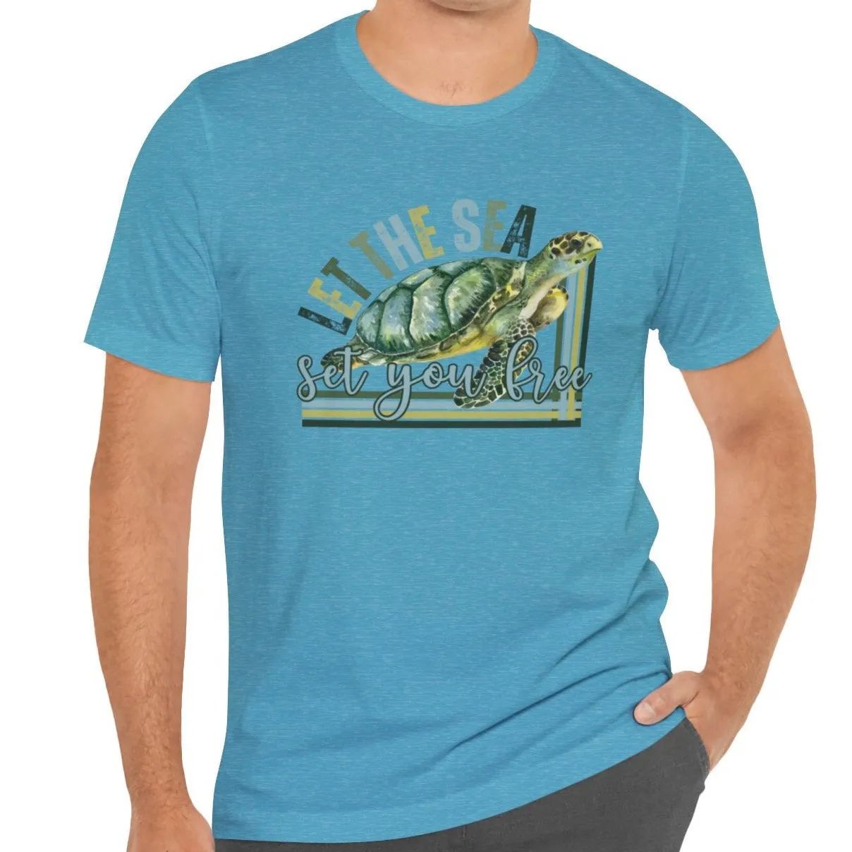 Let the Sea Set You Free Men's Bella Canvas Tee - Coastal Comfort Statement