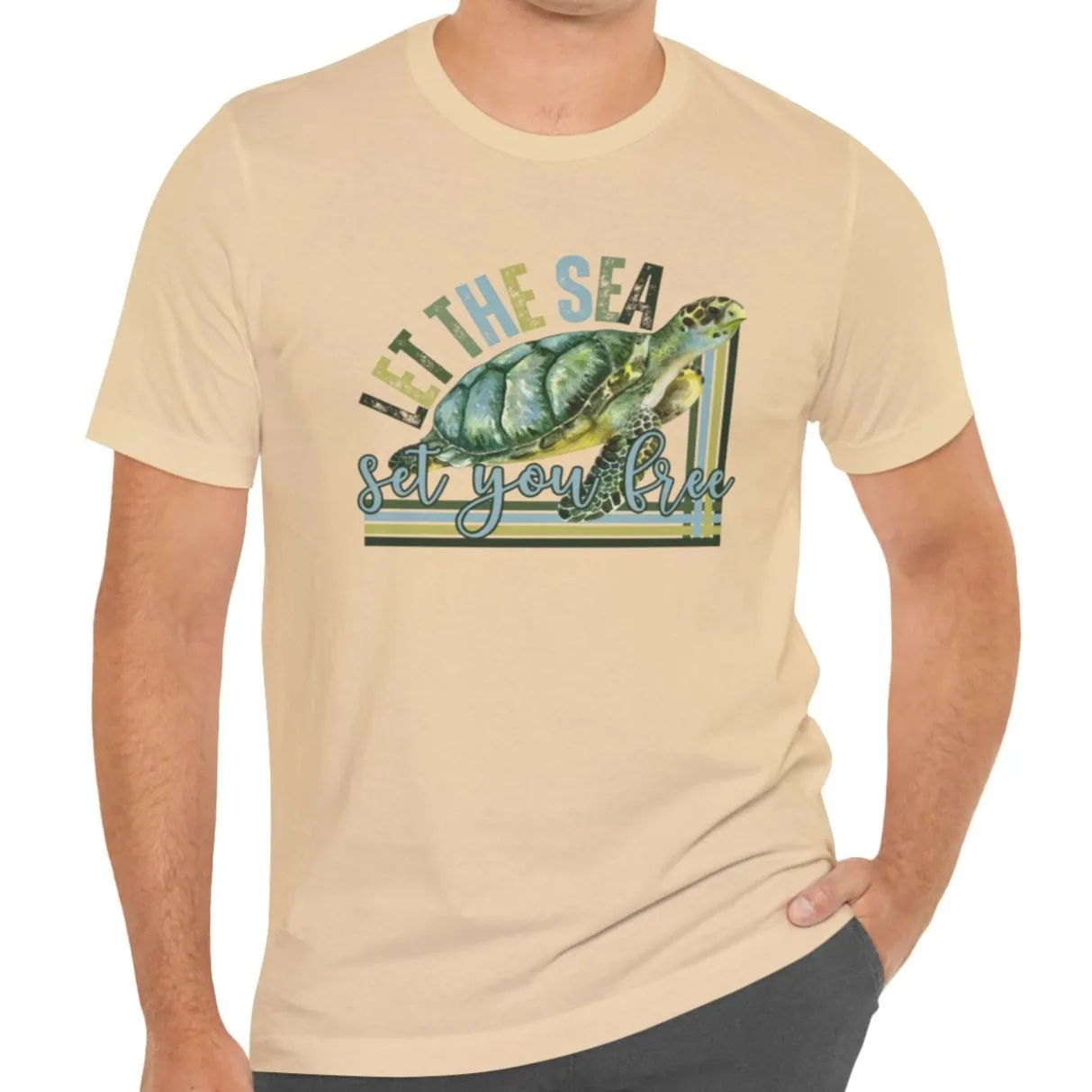 Let the Sea Set You Free Men's Bella Canvas Tee - Coastal Comfort Statement