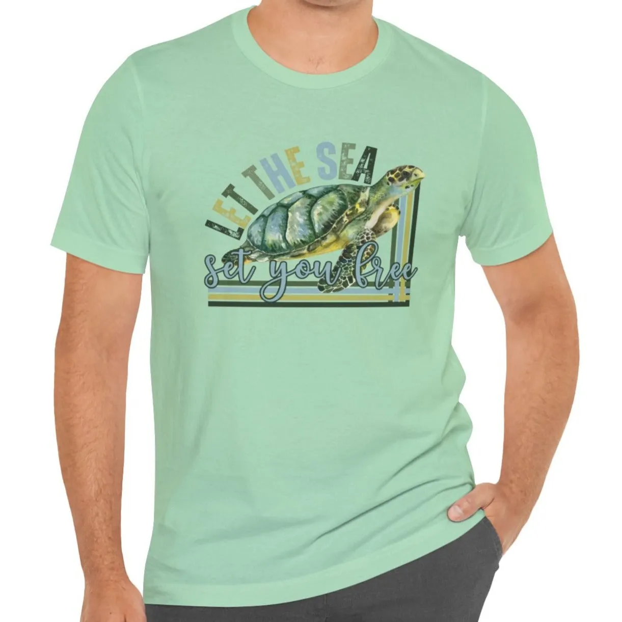 Let the Sea Set You Free Men's Bella Canvas Tee - Coastal Comfort Statement