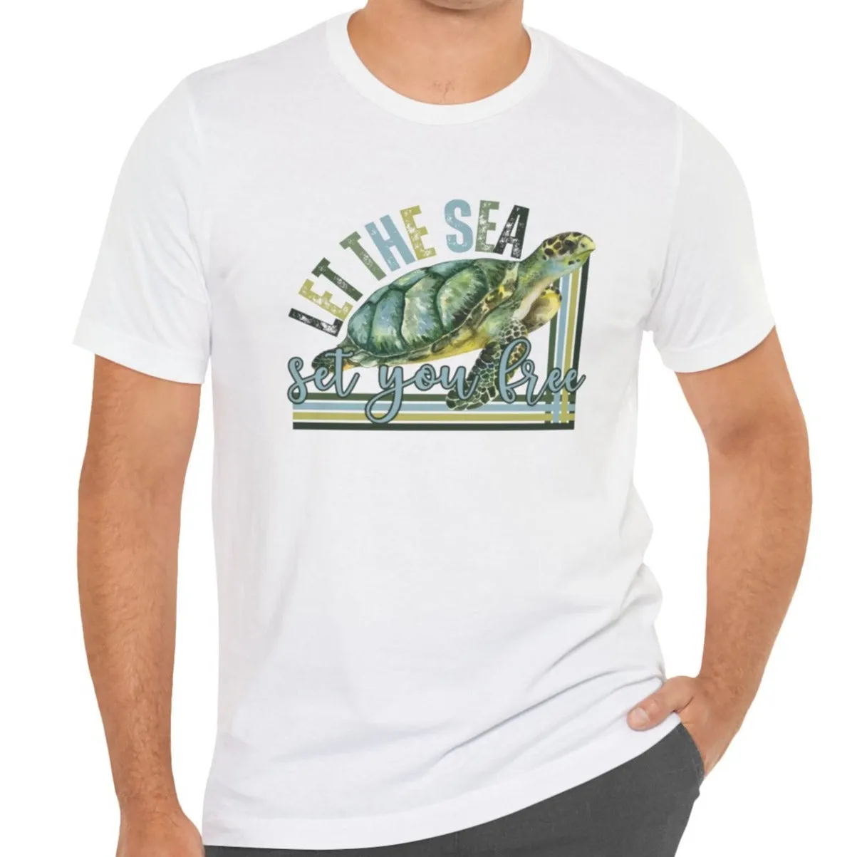 Let the Sea Set You Free Men's Bella Canvas Tee - Coastal Comfort Statement