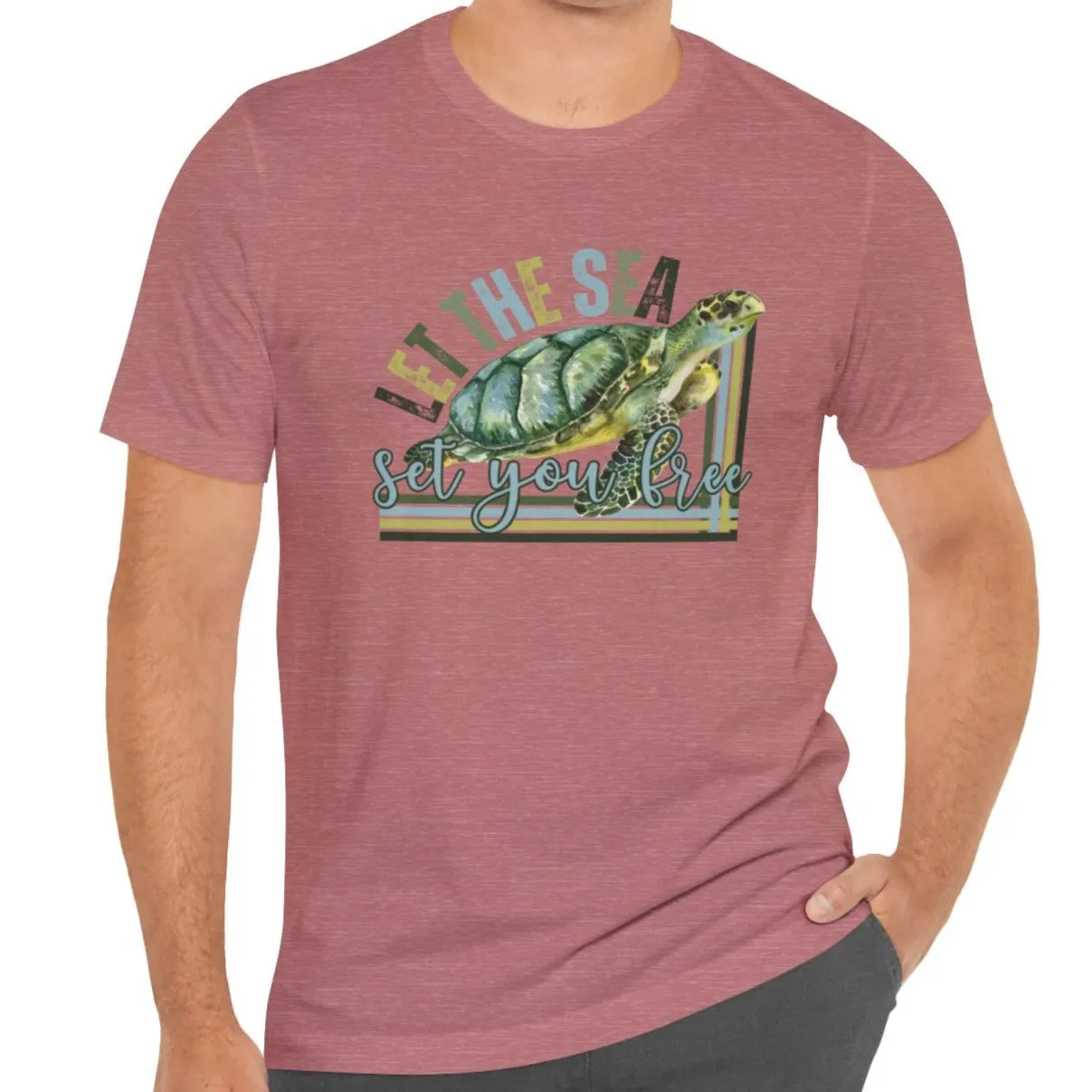 Let the Sea Set You Free Men's Bella Canvas Tee - Coastal Comfort Statement