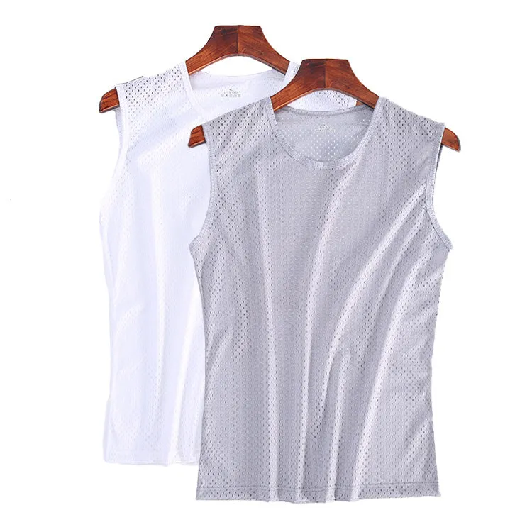 Lightweight Ice-Silk Breathable Quick-Dry Mesh Vest 2-Piece Set