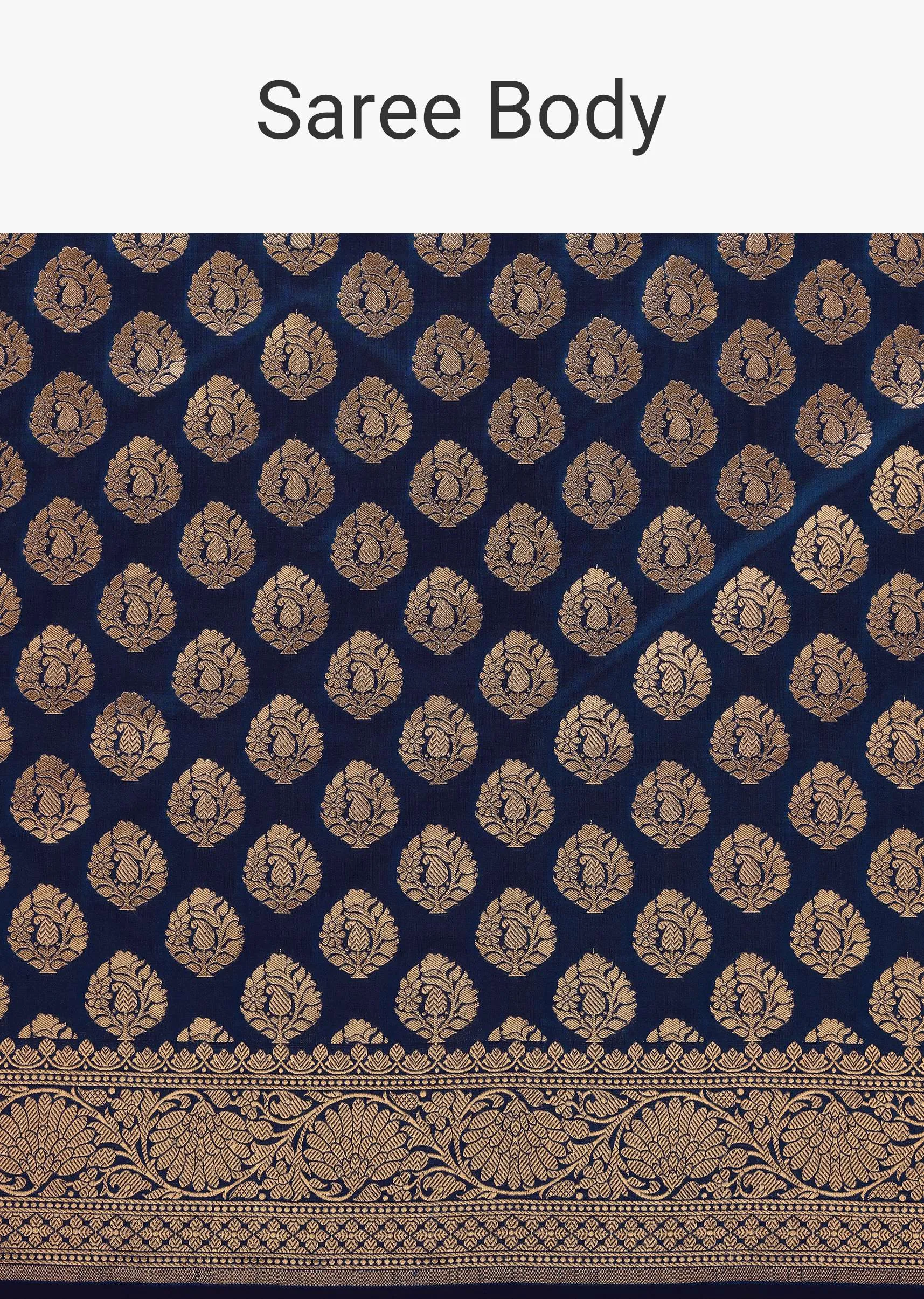 Midnight Blue Saree In Pure Banarasi Silk With Upada Zari Weave Butti Work
