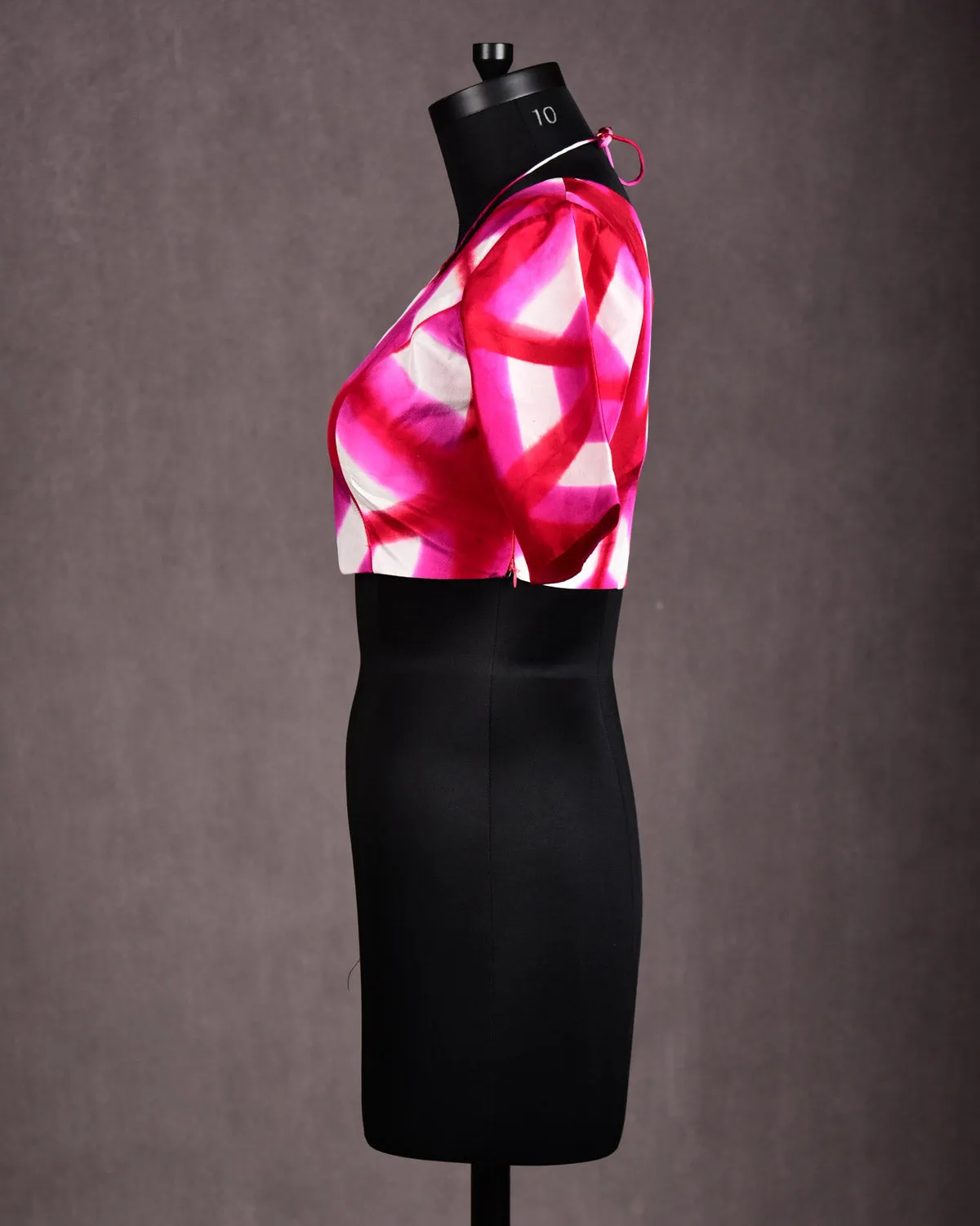 Pink Abstract Print Princess-Cut Silk Blouse