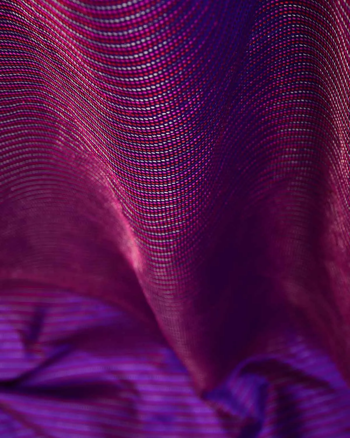 Purple 3-color Diagonal Stripes Jamawar Handwoven Katan Silk Banarasi Fabric