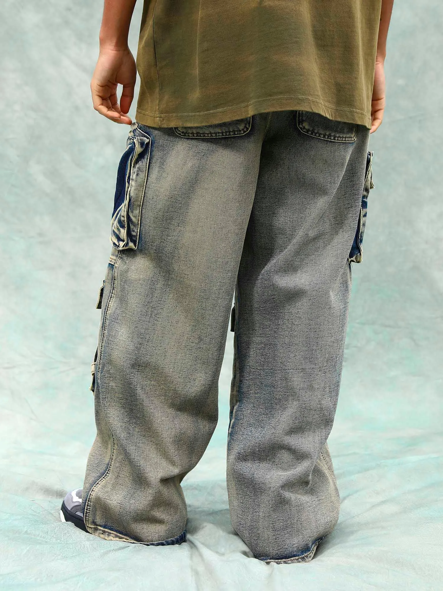 Sneakerhill Vintage Washed Multifunctional Denim Overalls - 1967