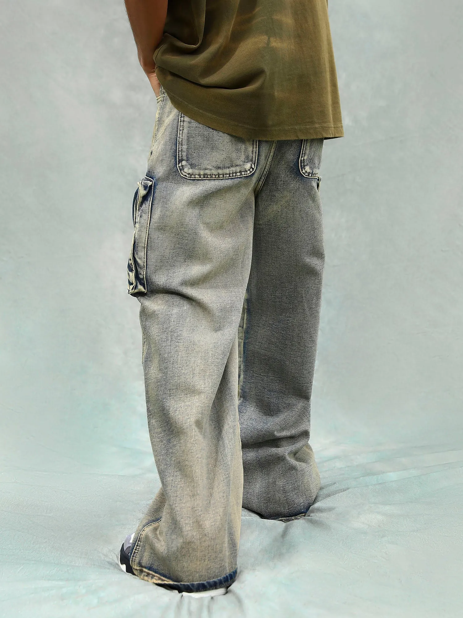Sneakerhill Vintage Washed Multifunctional Denim Overalls - 1967