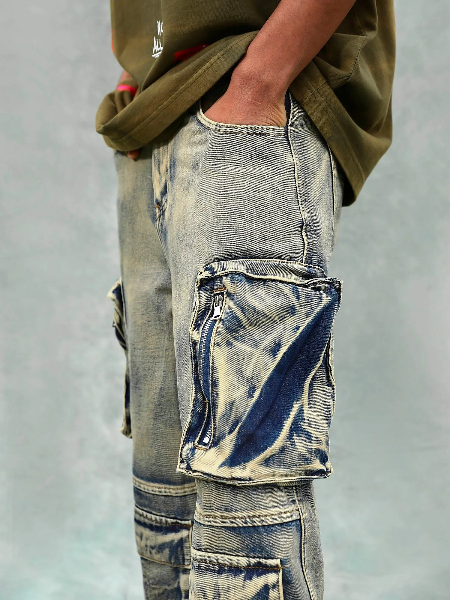 Sneakerhill Vintage Washed Multifunctional Denim Overalls - 1967