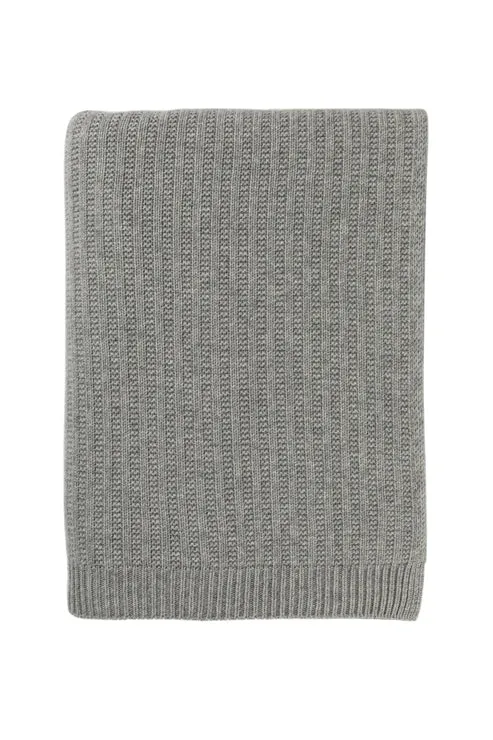 Texture Knitted Cashmere Throw in Light Grey by Johnstons of Elgin