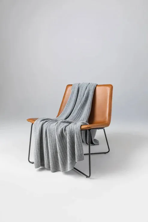 Texture Knitted Cashmere Throw in Light Grey by Johnstons of Elgin