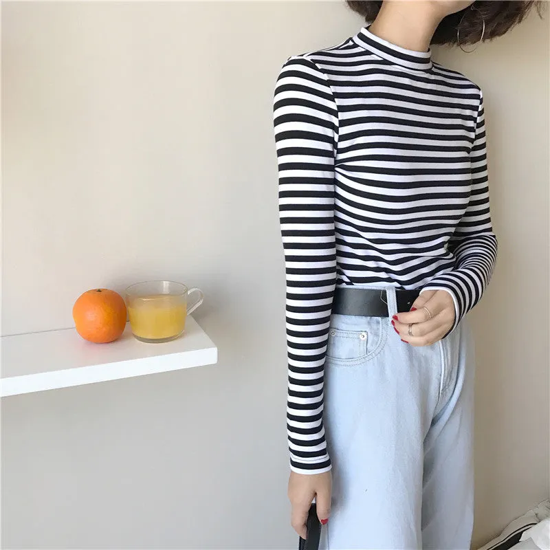 VenusFox Long Sleeve Harajuku Striped T Shirts